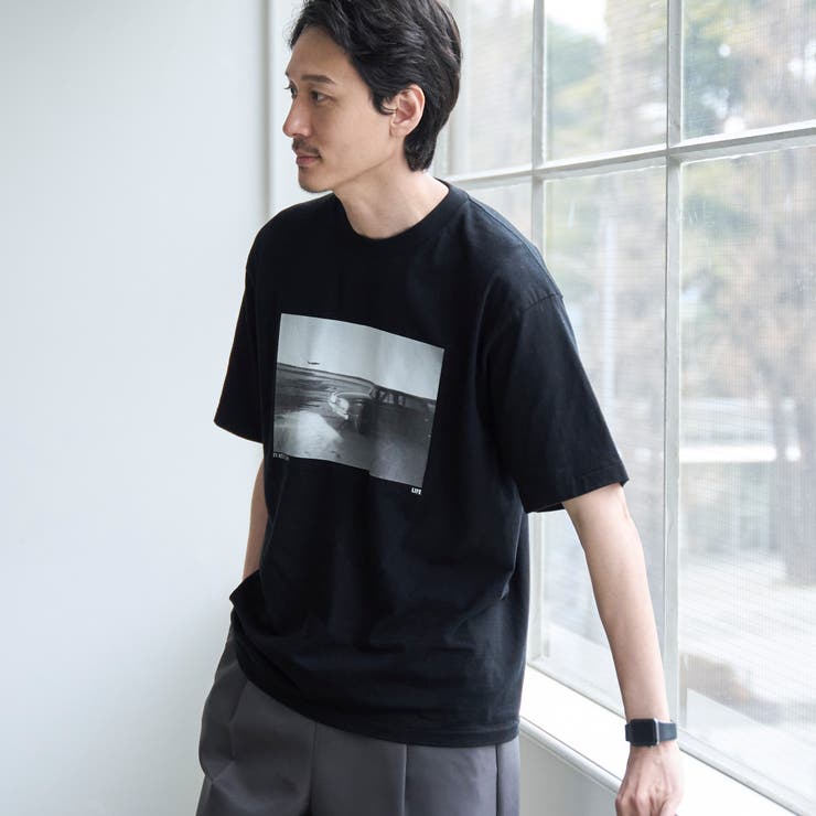 BLACK | 【RONEL】LIFE／ライフ別注フォトプリントTシャツ | coen【men】