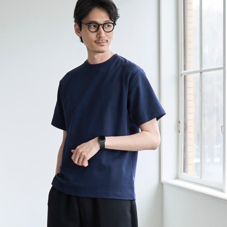 NAVY | 【RONEL】PLATINGベーシッククルーネックTシャツ | coen【men】
