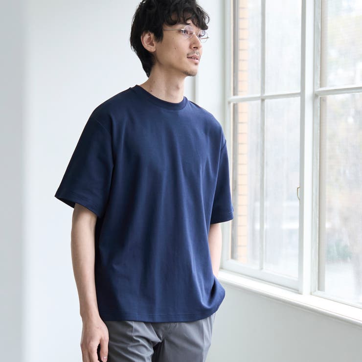 NAVY | 【RONEL】PLATINGワイドクルーネックTシャツ | coen【men】