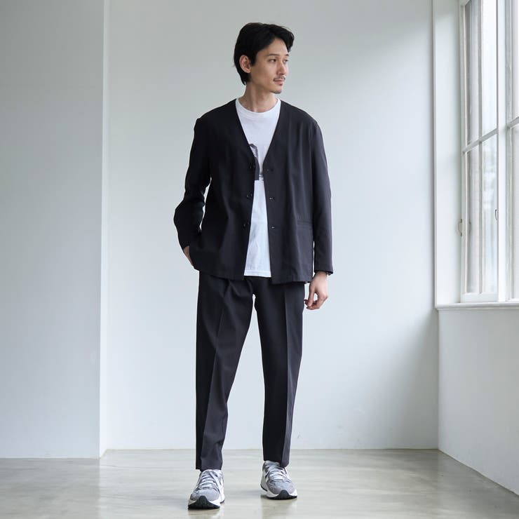 MAX&co マックスアンドコー ノーカラー ジャケット ネイビー