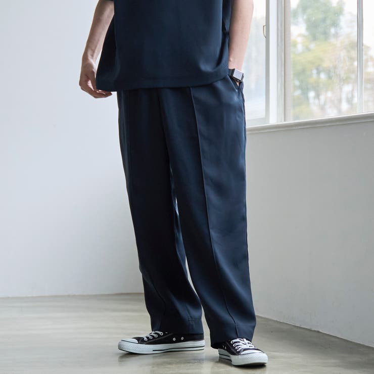 NAVY | 【RONEL】フクレ2重織イージーワイドパンツ | coen【men】