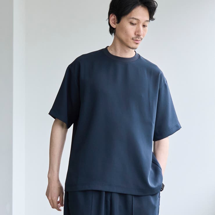 NAVY | 【RONEL】フクレ2重織ハーフスリーブ | coen【men】