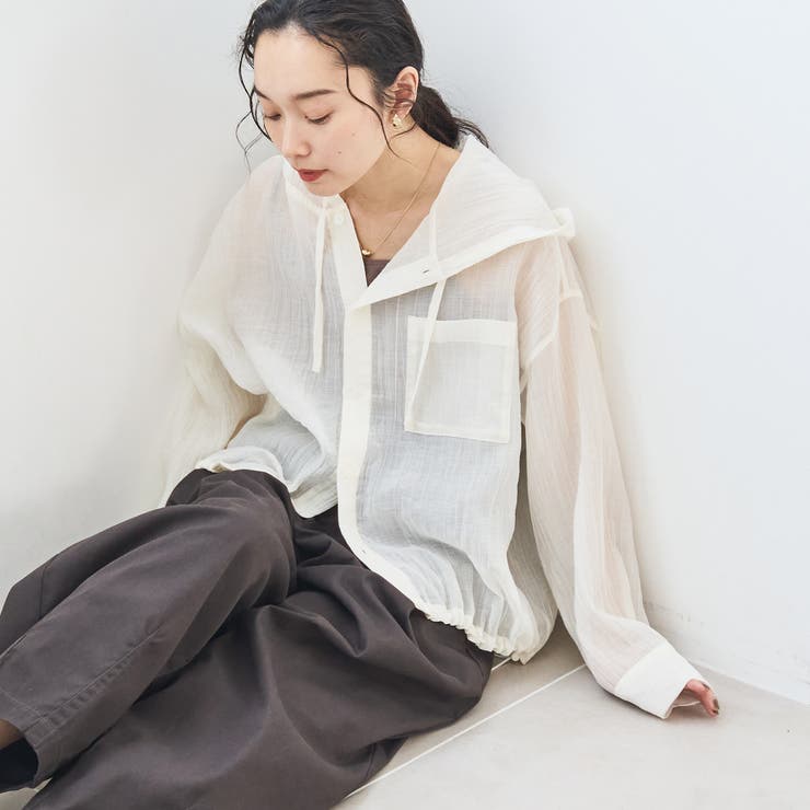 OFF WHITE | シアーワッシャーフーディシャツ | coen【women】