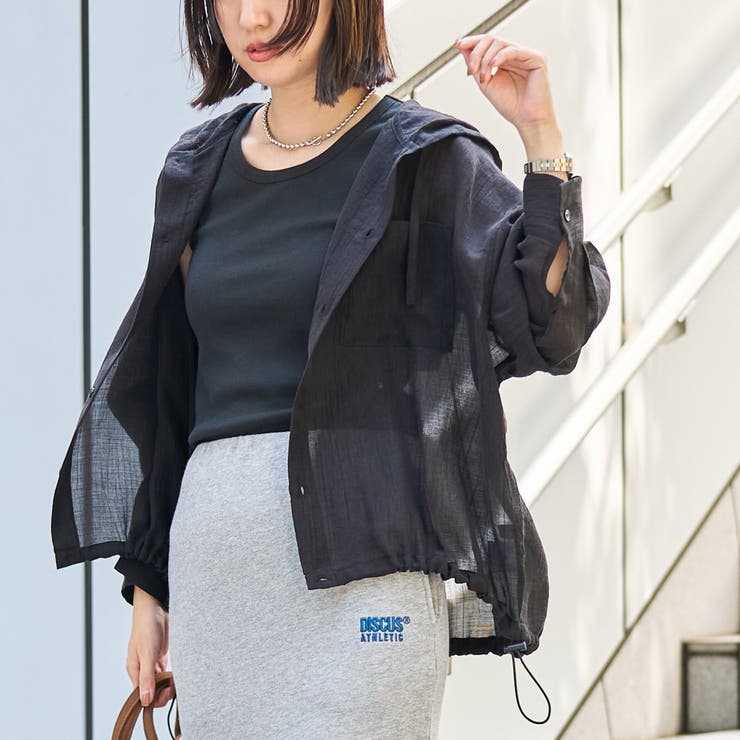 BLACK | シアーワッシャーフーディシャツ | coen【women】