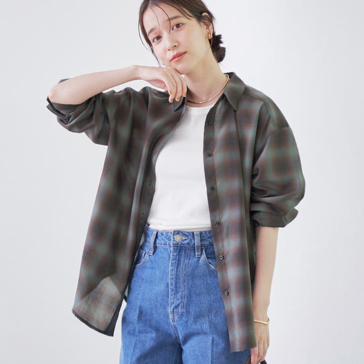 オンブレチェック シアーレギュラーシャツ | coen【women】 | 詳細画像12 