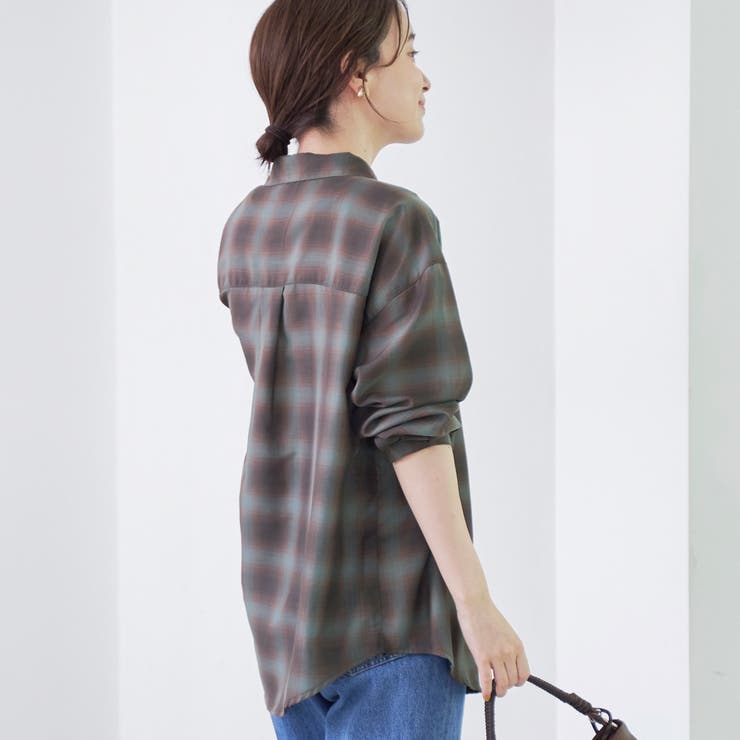 オンブレチェック シアーレギュラーシャツ | coen【women】 | 詳細画像13 