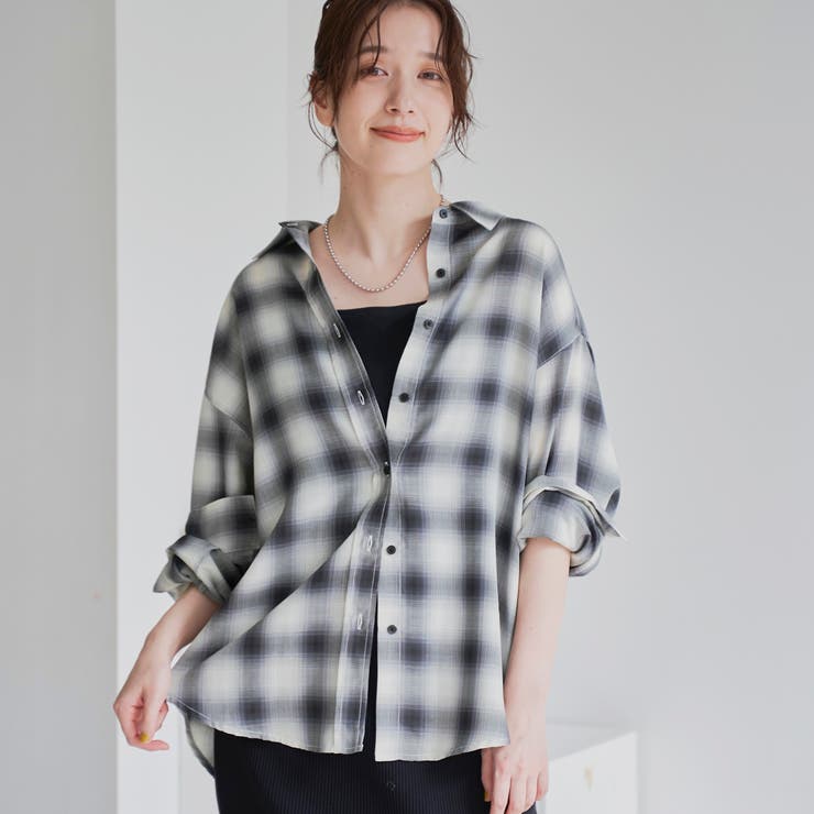 オンブレチェック シアーレギュラーシャツ | coen【women】 | 詳細画像2 