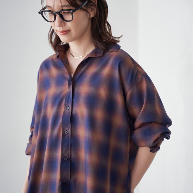 オンブレチェック シアーレギュラーシャツ | coen【women】 | 詳細画像21 