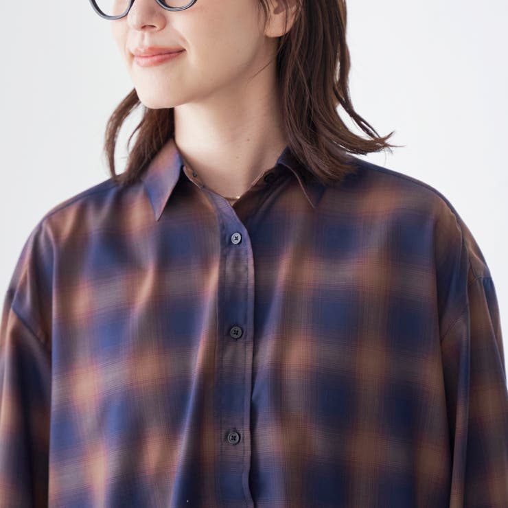 オンブレチェック シアーレギュラーシャツ | coen【women】 | 詳細画像29 