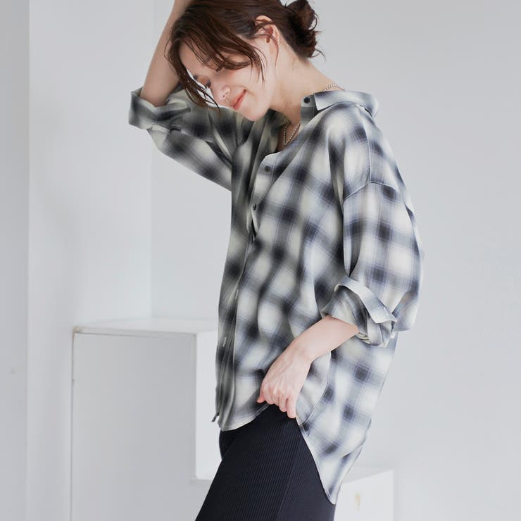 オンブレチェック シアーレギュラーシャツ | coen【women】 | 詳細画像3 