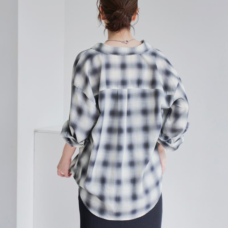 オンブレチェック シアーレギュラーシャツ | coen【women】 | 詳細画像4 