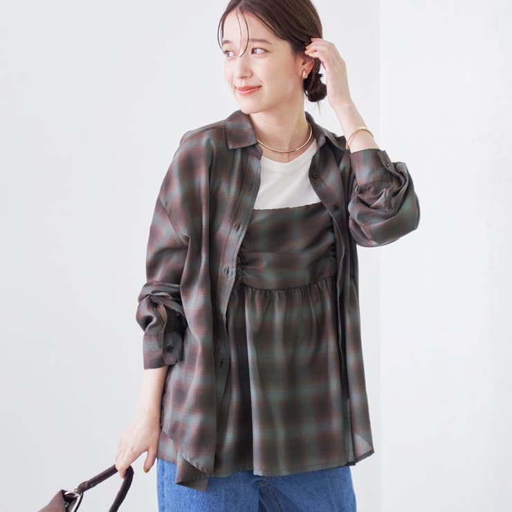 オンブレチェック シアーレギュラーシャツ | coen【women】 | 詳細画像9 