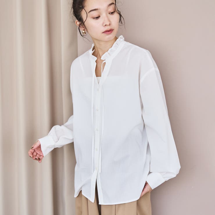 OFF WHITE | 【イージーケア】2wayシャツ＿フリルネック | coen【women】