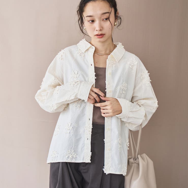 3D刺繍ロングスリーブシャツ | coen【women】 | 詳細画像3 