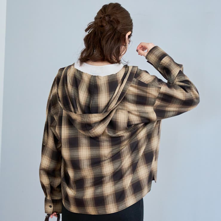 TRオンブレチェックフーディシャツ | coen【women】 | 詳細画像10 