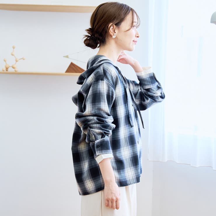 TRオンブレチェックフーディシャツ | coen【women】 | 詳細画像3 