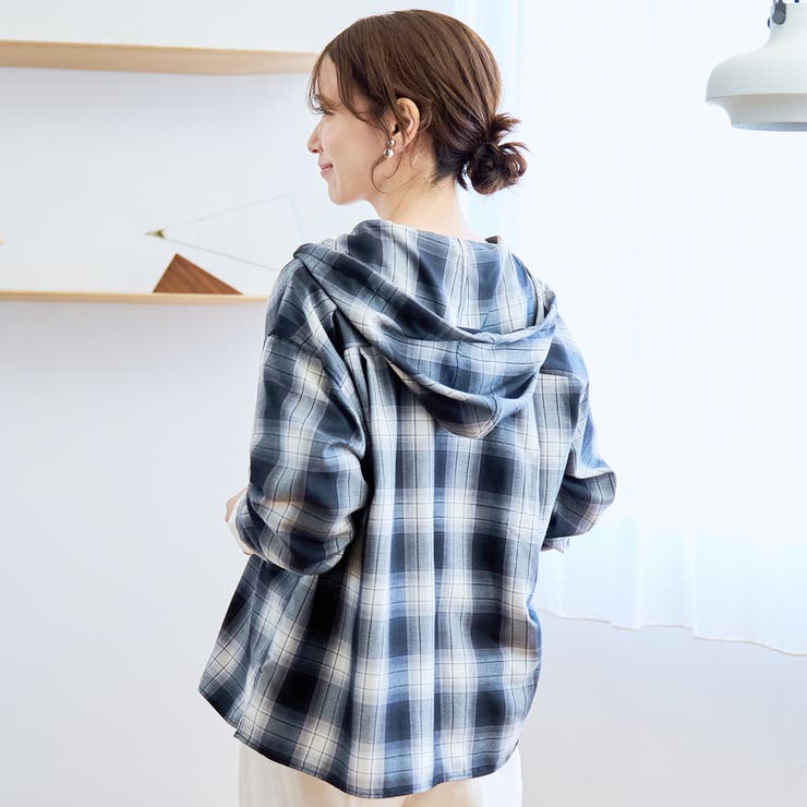 TRオンブレチェックフーディシャツ | coen【women】 | 詳細画像4 