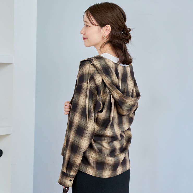 TRオンブレチェックフーディシャツ | coen【women】 | 詳細画像9 