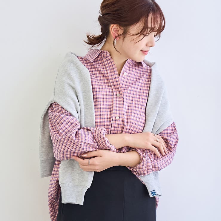 LT.PINK | 【スプリングカラー】ネルチェック レギュラーカラー長袖シャツ | coen【women】