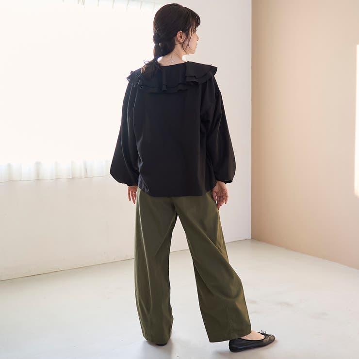 ラッフルカラー前開きブラウス | coen【women】 | 詳細画像10 