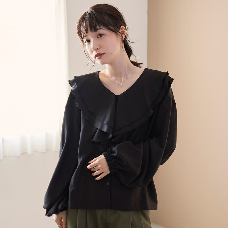 ラッフルカラー前開きブラウス | coen【women】 | 詳細画像11 
