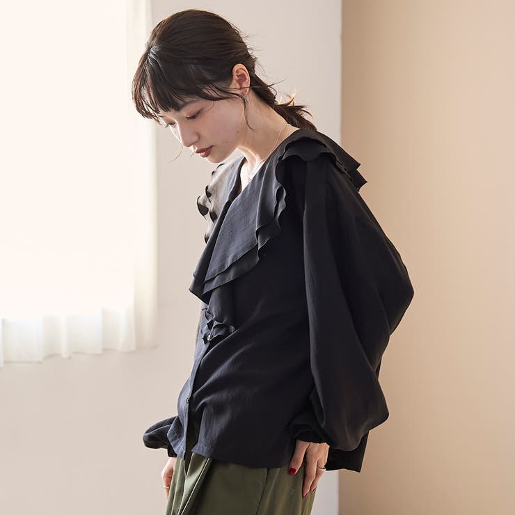 ラッフルカラー前開きブラウス | coen【women】 | 詳細画像12 