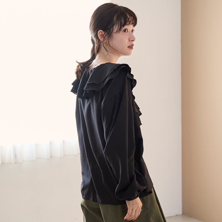 ラッフルカラー前開きブラウス | coen【women】 | 詳細画像13 