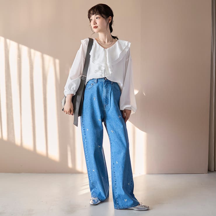 ラッフルカラー前開きブラウス | coen【women】 | 詳細画像2 