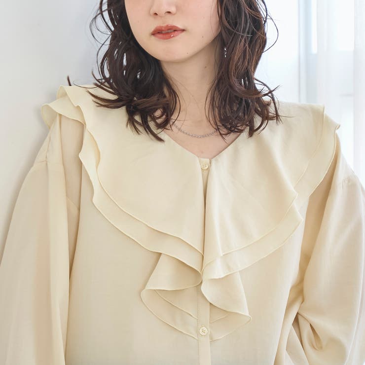 ラッフルカラー前開きブラウス | coen【women】 | 詳細画像20 
