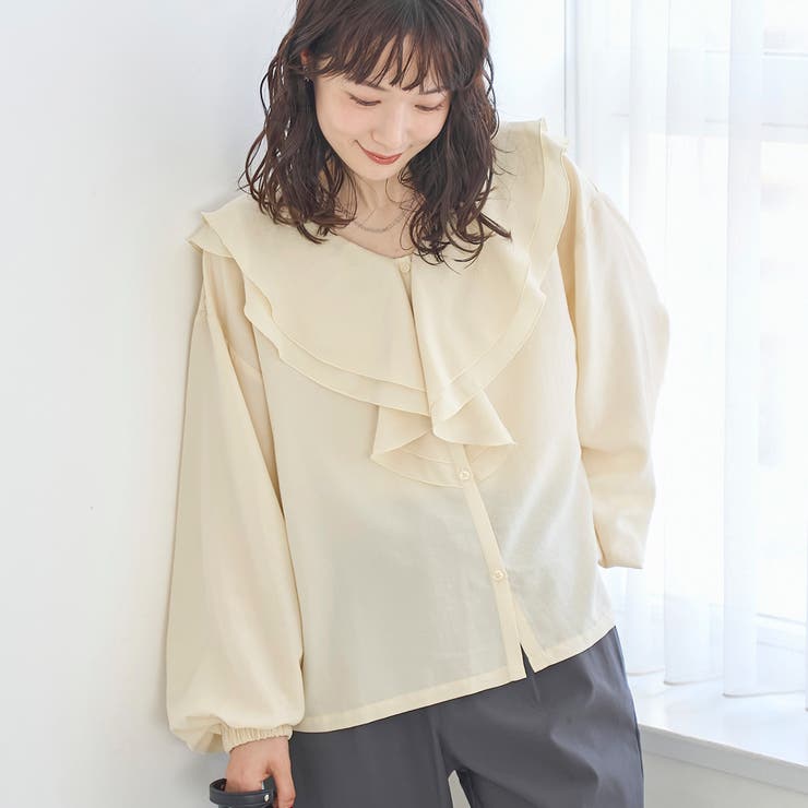 CREAM | ラッフルカラー前開きブラウス | coen【women】