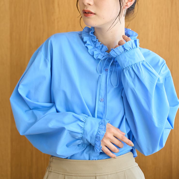 LT.BLUE | 【イージーケア】フリルネックシャツ | coen【women】