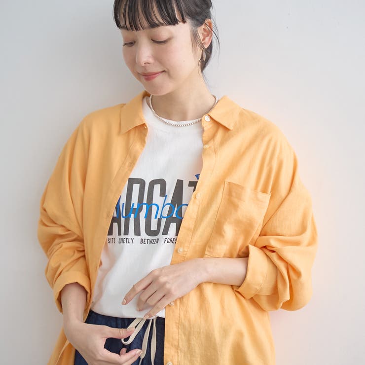 ORANGE | 【新色登場】リネンレーヨンレギュラーカラーシャツ（インフルエンサー紹介アイテム） | coen【women】