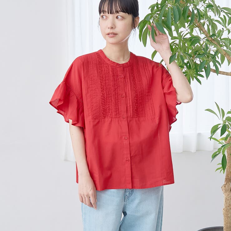 RED | 【MARKET（マーケット）】袖フリルピンタックブラウス | coen【women】