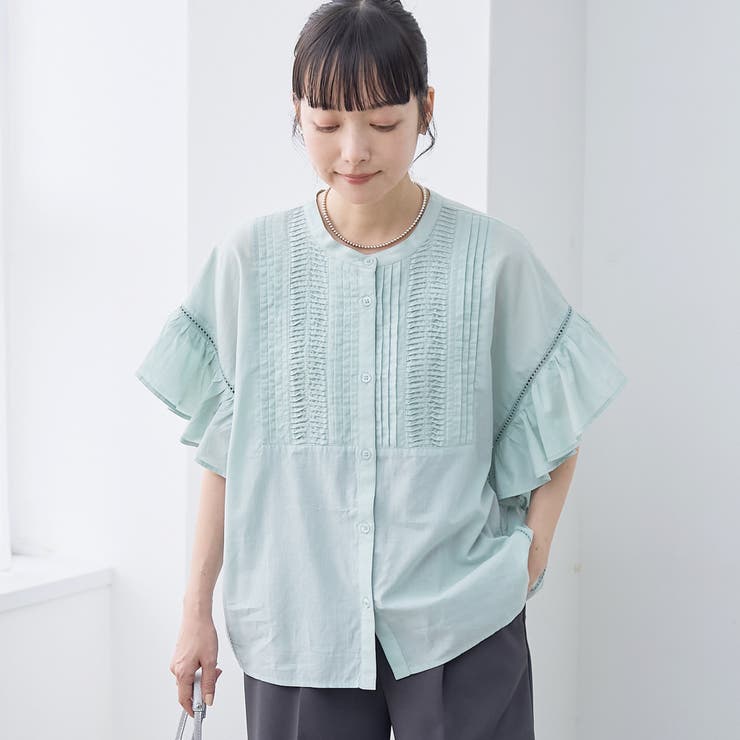 LT.BLUE | 【MARKET（マーケット）】袖フリルピンタックブラウス | coen【women】