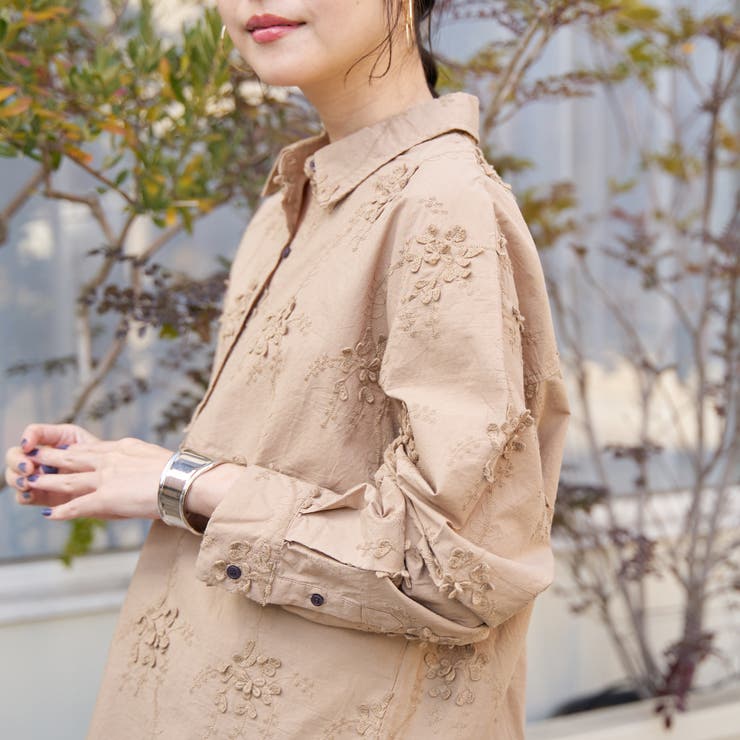 3Dフラワー刺繍 ロングスリーブシャツ | coen【women】 | 詳細画像11 