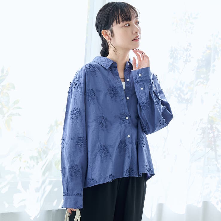 3Dフラワー刺繍 ロングスリーブシャツ | coen【women】 | 詳細画像14 
