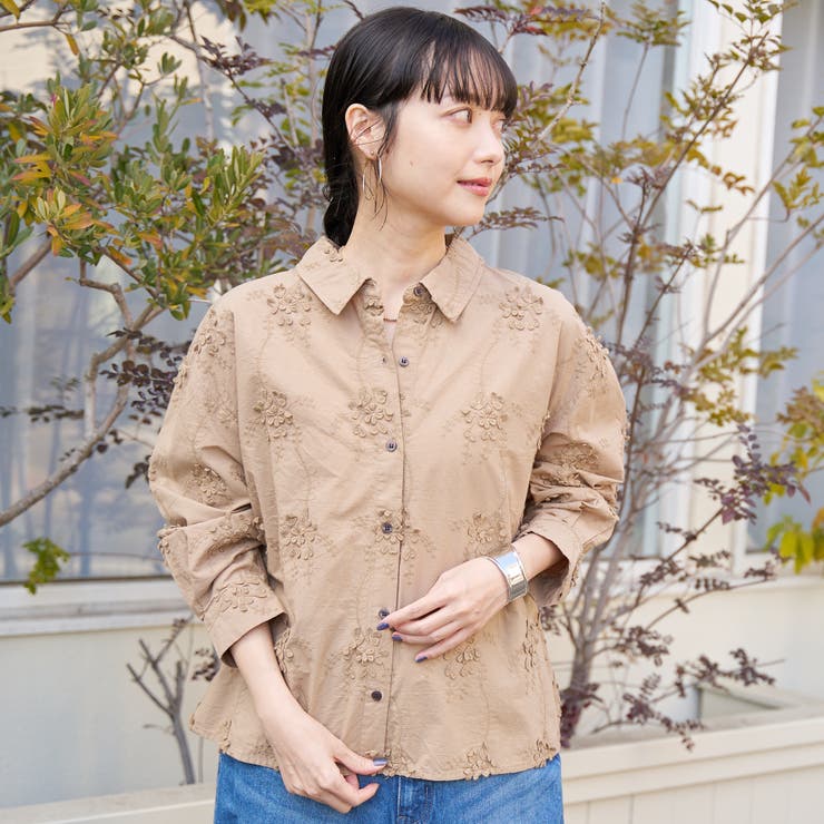 3Dフラワー刺繍 ロングスリーブシャツ | coen【women】 | 詳細画像9 
