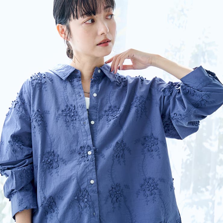 ROYAL | 3Dフラワー刺繍 ロングスリーブシャツ | coen【women】
