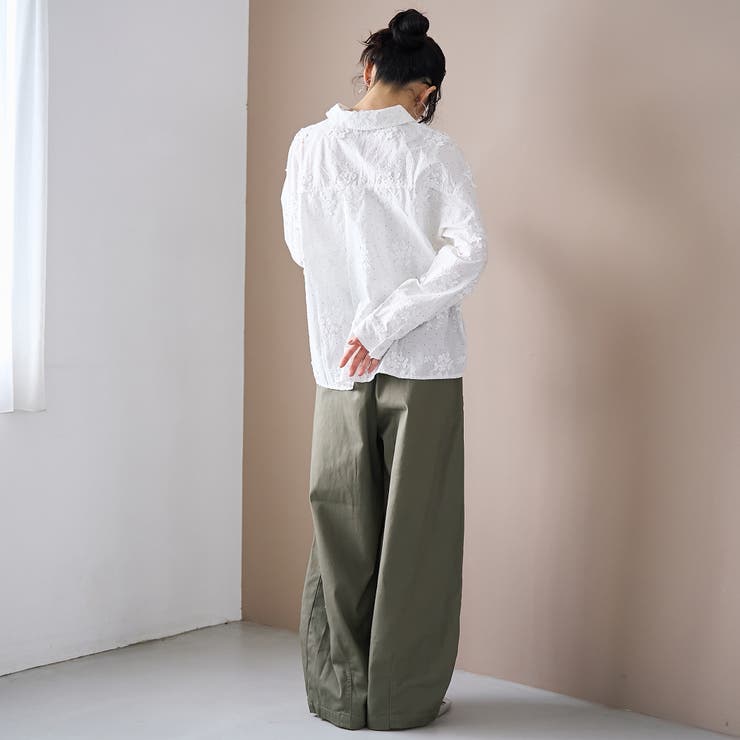 【新色登場】3Dフラワー刺繍 ロングスリーブシャツ（ドット柄） | coen【women】 | 詳細画像10 