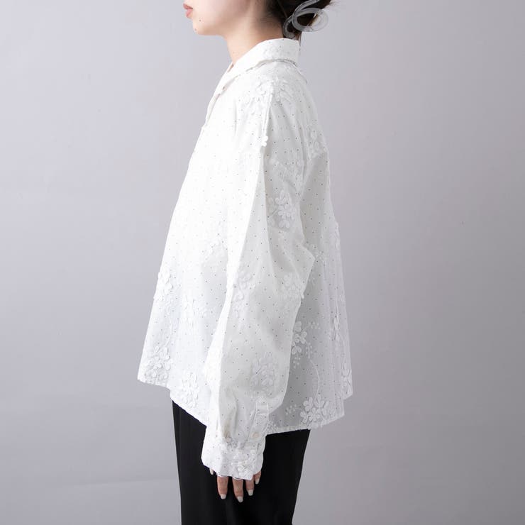【新色登場】3Dフラワー刺繍 ロングスリーブシャツ（ドット柄） | coen【women】 | 詳細画像16 