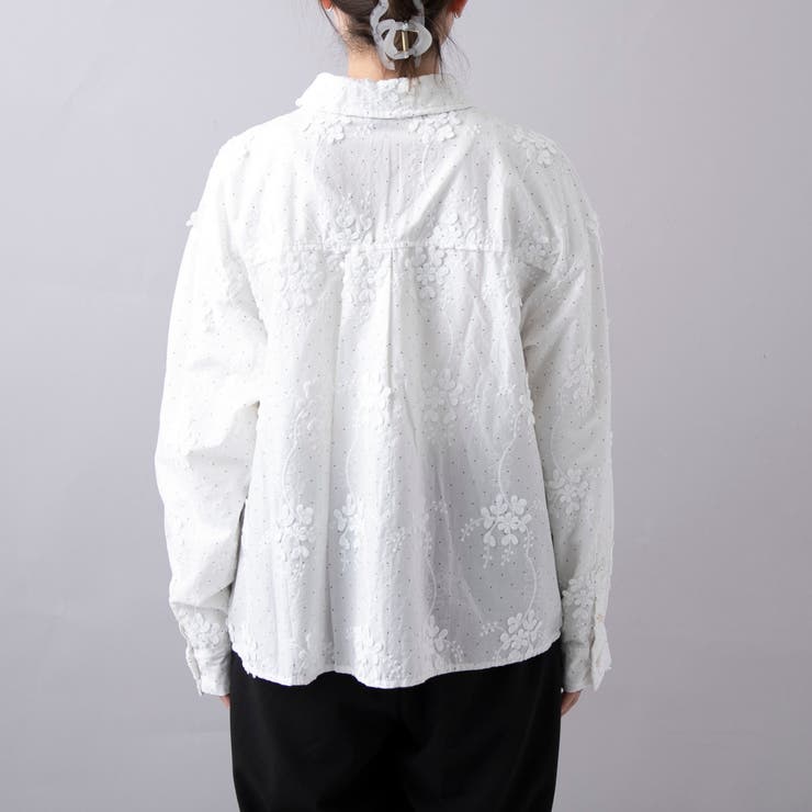 【新色登場】3Dフラワー刺繍 ロングスリーブシャツ（ドット柄） | coen【women】 | 詳細画像17 