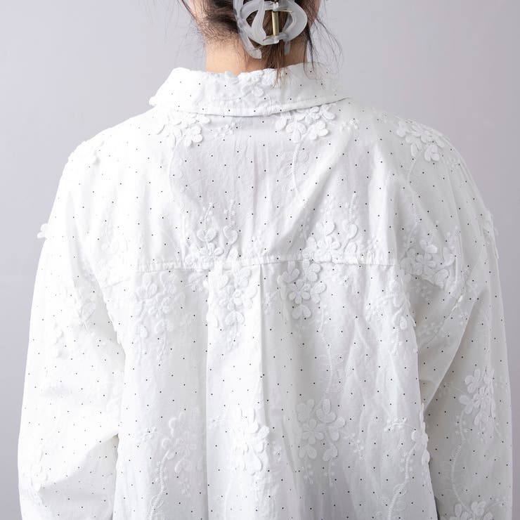 【新色登場】3Dフラワー刺繍 ロングスリーブシャツ（ドット柄） | coen【women】 | 詳細画像18 