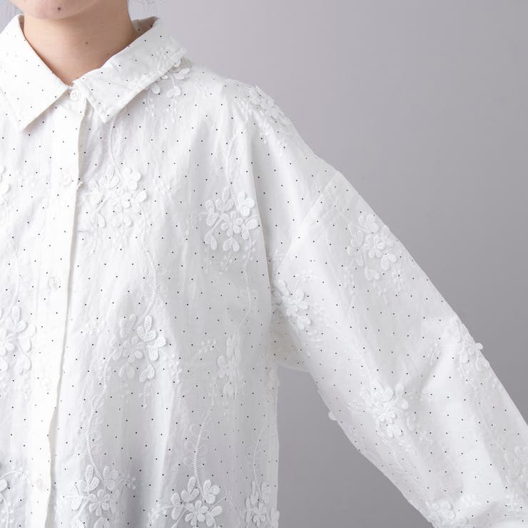 【新色登場】3Dフラワー刺繍 ロングスリーブシャツ（ドット柄） | coen【women】 | 詳細画像20 