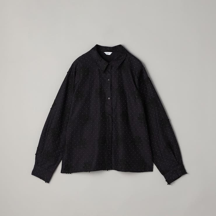 新色登場】3Dフラワー刺繍 ロングスリーブシャツ（ドット柄）[品番