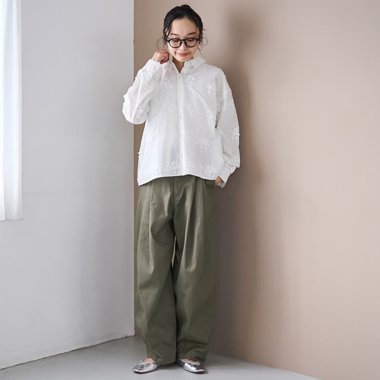 【新色登場】3Dフラワー刺繍 ロングスリーブシャツ（ドット柄） | coen【women】 | 詳細画像9 