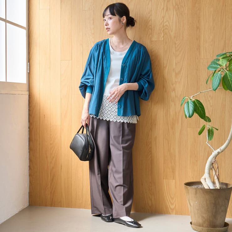シアーギャザーデザイン Vネックシャツカーディガン | coen【women】 | 詳細画像20 