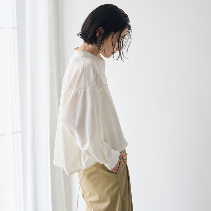 【防シワ】イージーケア サイドリボン短丈アソートバンドカラーシャツ | coen【women】 | 詳細画像6 