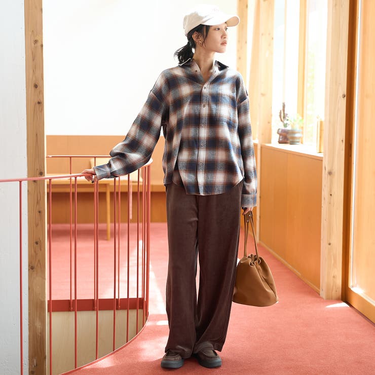 オンブレチェック レギュラーカラーライトネルシャツ | coen【women】 | 詳細画像15 
