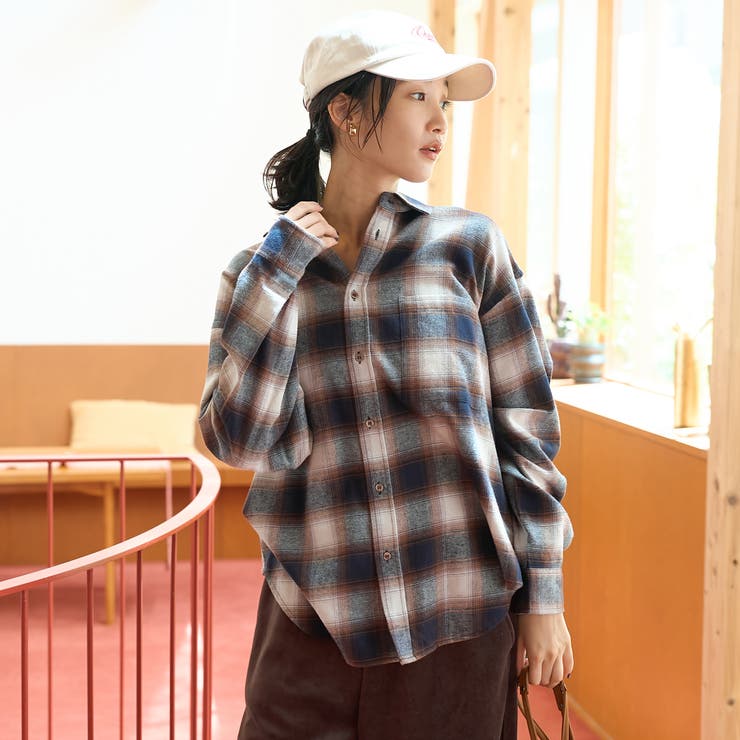 オンブレチェック レギュラーカラーライトネルシャツ | coen【women】 | 詳細画像18 