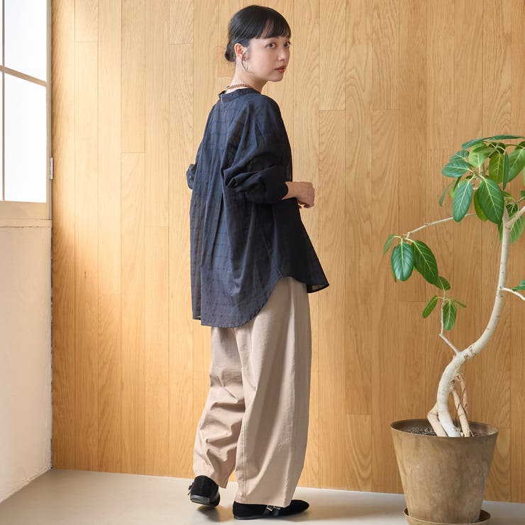 シアードビーチェック バンドカラーシャツ | coen【women】 | 詳細画像10 